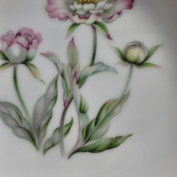 Mikado Harmony Round Serving Bowl Cream Rim Pink Floral Center - Picture 11 of 14